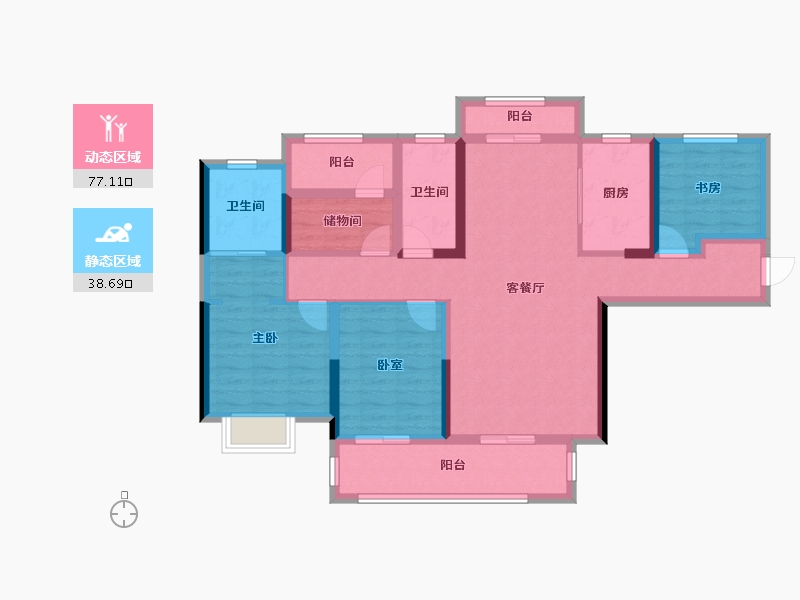 湖南省-长沙市-兆基璟宸府-101.89-户型库-动静分区