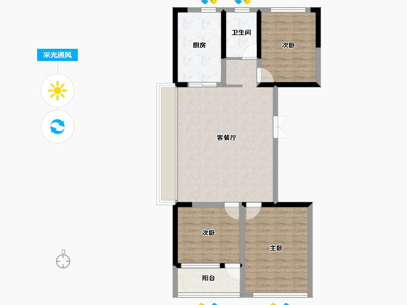 山东省-潍坊市-恒信中梁天阙府-87.21-户型库-采光通风