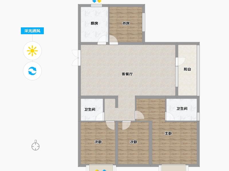 山东省-青岛市-融创维多利亚湾-125.05-户型库-采光通风