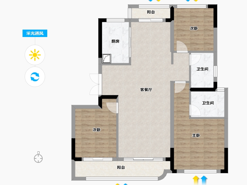 浙江省-绍兴市-金昌烟波飞鹭-99.02-户型库-采光通风