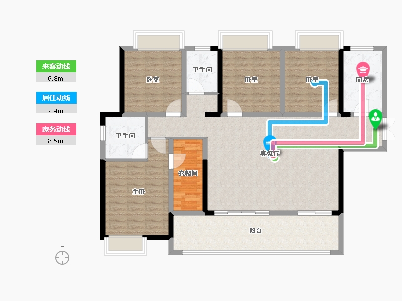 重庆-重庆市-中建龙玺台-126.94-户型库-动静线