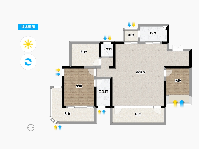 贵州省-贵阳市-贵阳云岩吾悦广场-109.60-户型库-采光通风