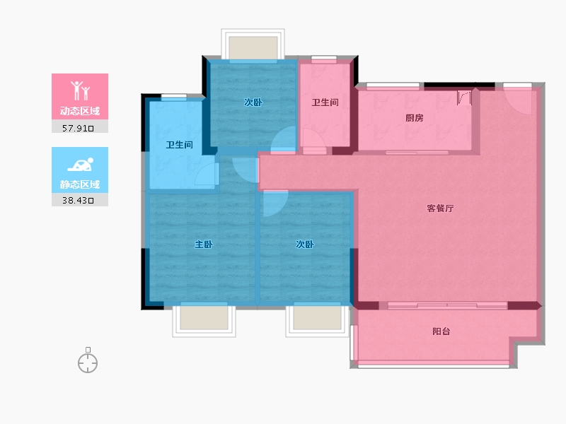 江苏省-无锡市-无锡旭辉城-86.40-户型库-动静分区