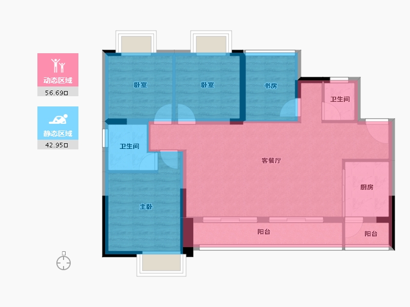 重庆-重庆市-成都城投锦樾峰境-89.07-户型库-动静分区