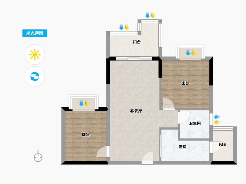 广东省-中山市-汇豪萬秀豪庭-62.50-户型库-采光通风