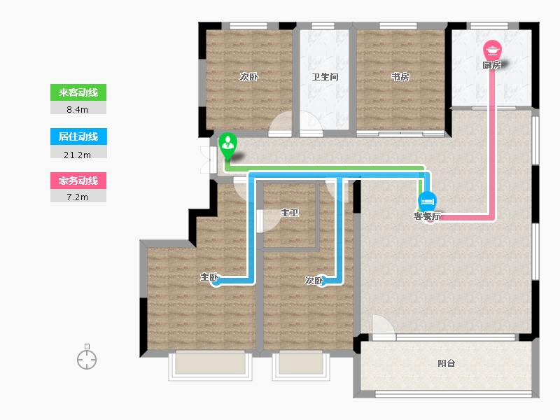 山东省-潍坊市-恒信中梁天阙府-130.40-户型库-动静线