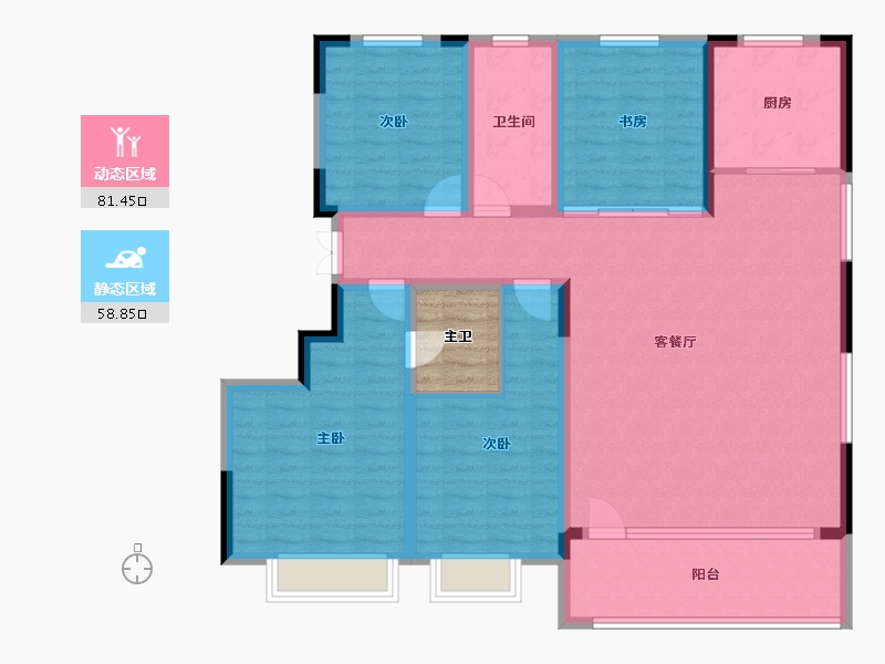 山东省-潍坊市-恒信中梁天阙府-130.40-户型库-动静分区