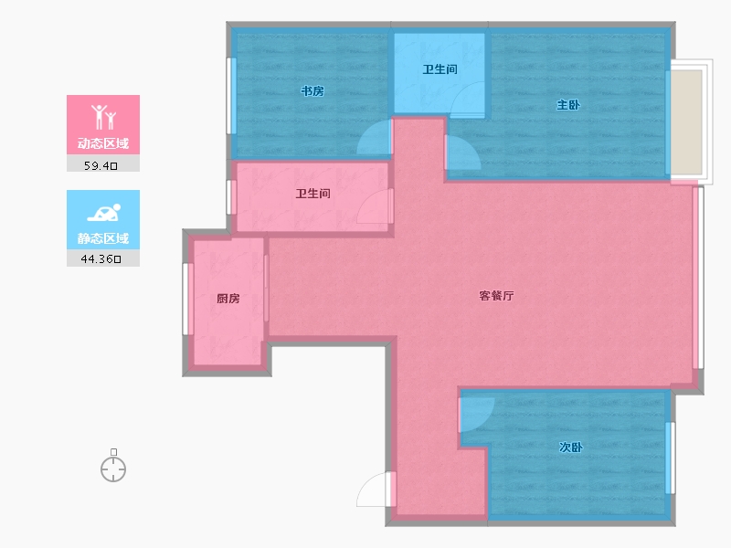 辽宁省-盘锦市-中天华府-107.50-户型库-动静分区