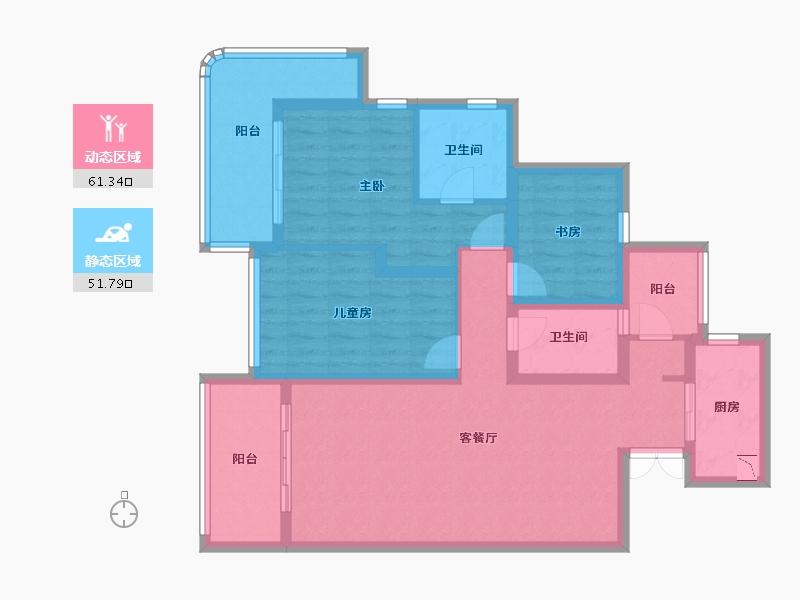 贵州省-贵阳市-贵阳云岩吾悦广场-100.00-户型库-动静分区