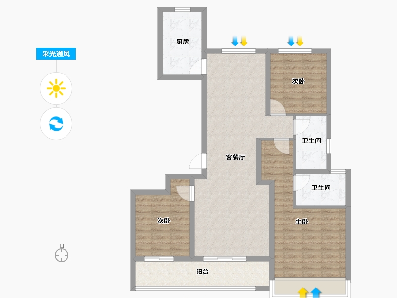 河北省-石家庄市-绿城桂语江南-96.29-户型库-采光通风