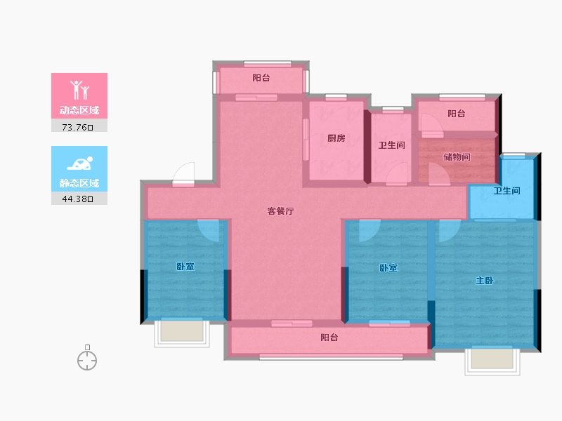 湖南省-长沙市-兆基璟宸府-104.36-户型库-动静分区