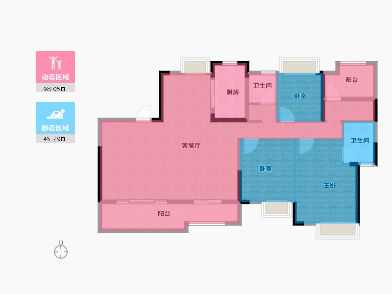 湖南省-长沙市-南崇九颂江山印-130.40-户型库-动静分区