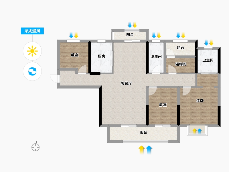 湖南省-长沙市-兆基璟宸府-107.57-户型库-采光通风