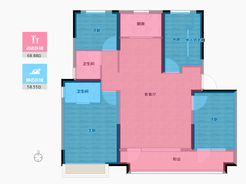 山东省-烟台市-世茂揽樾-114.34-户型库-动静分区