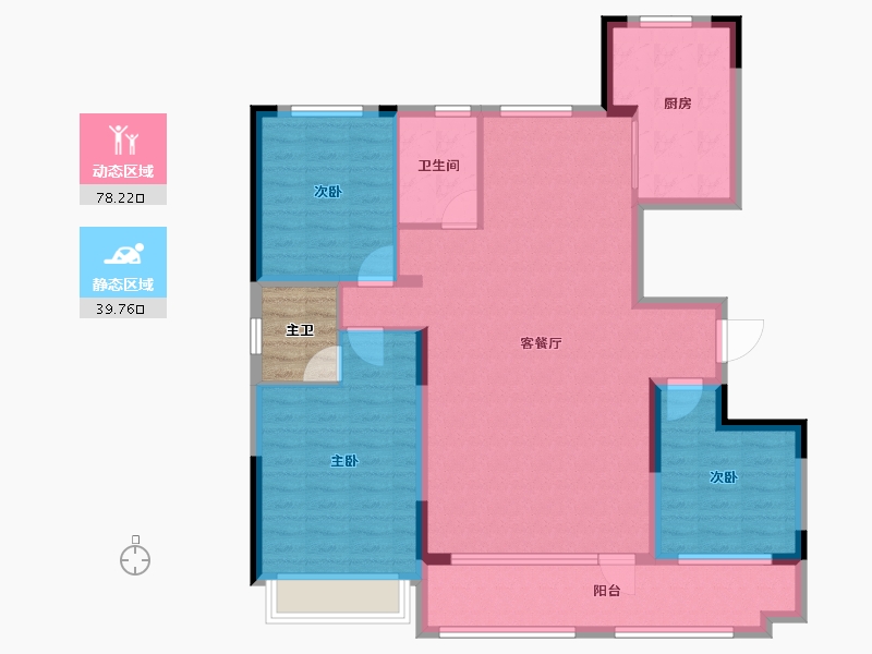 山东省-潍坊市-恒信中梁天阙府-109.60-户型库-动静分区