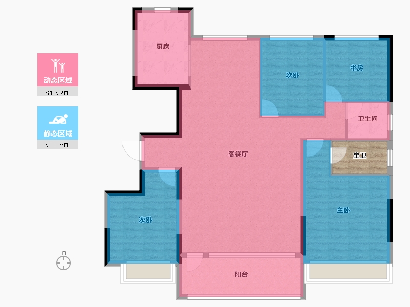 山东省-潍坊市-恒信中梁天阙府-125.60-户型库-动静分区