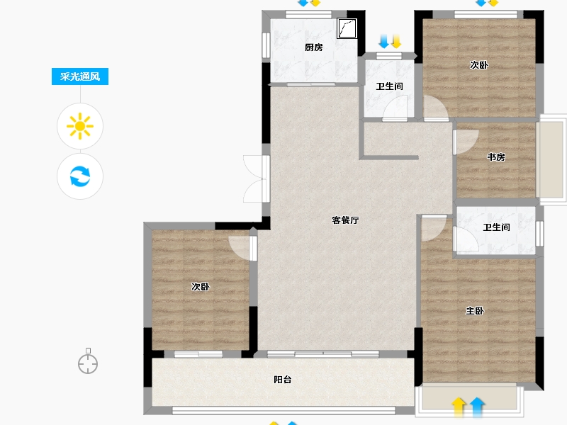 浙江省-绍兴市-宝业大坂绿园-111.80-户型库-采光通风