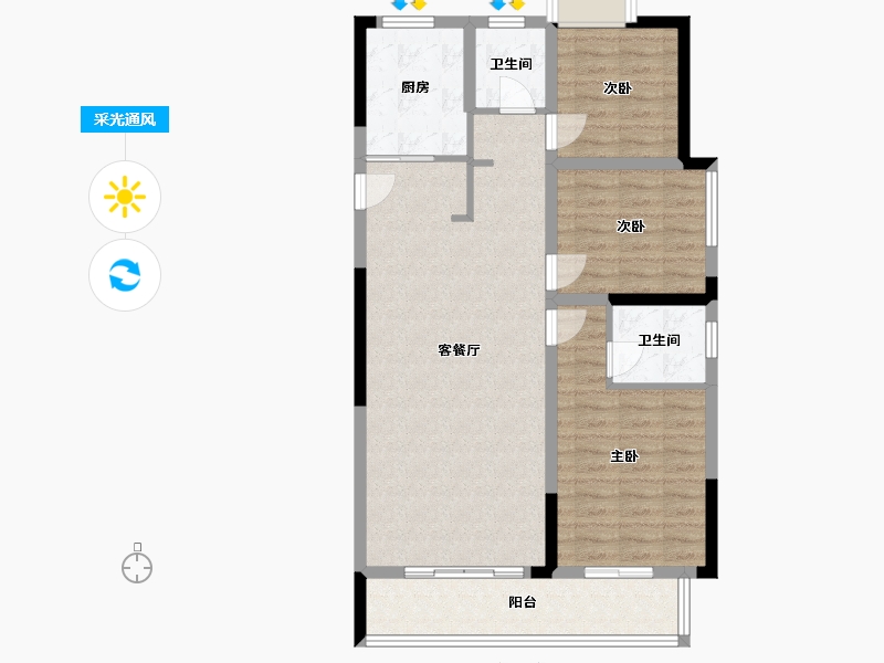 湖北省-宜昌市-长江首府-96.00-户型库-采光通风