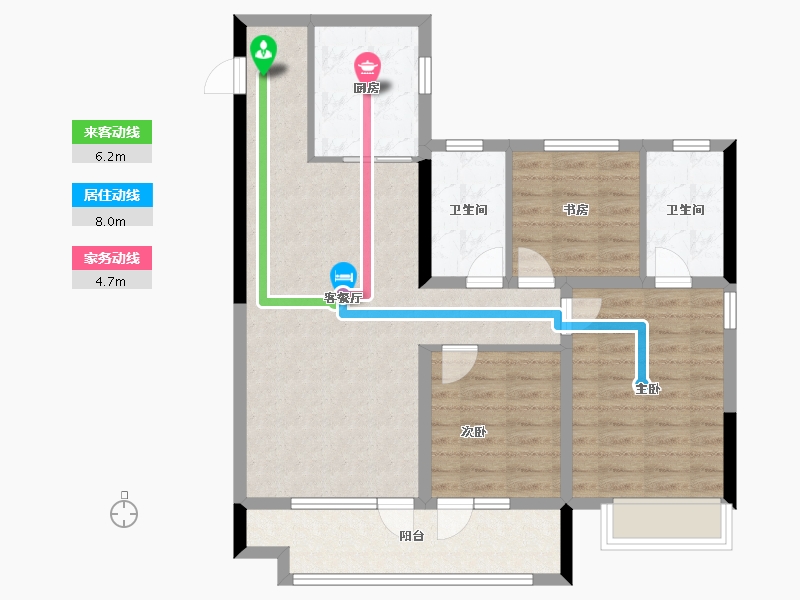 山东省-青岛市-绿地国科健康科技小镇-86.40-户型库-动静线