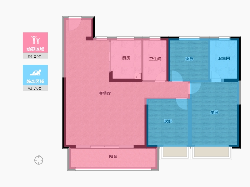 江苏省-无锡市-银城翡丽和风-101.91-户型库-动静分区