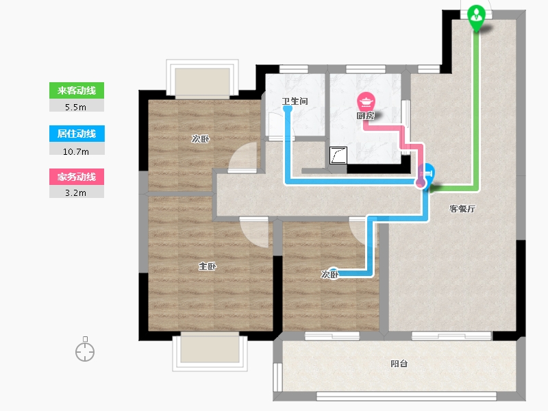 江苏省-无锡市-三巽亿达锡山清枫-76.80-户型库-动静线