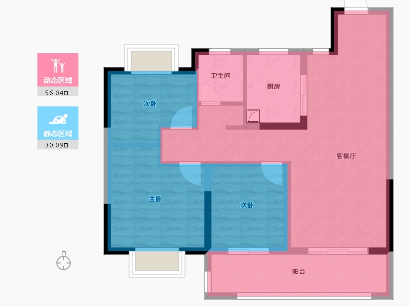 江苏省-无锡市-三巽亿达锡山清枫-76.80-户型库-动静分区