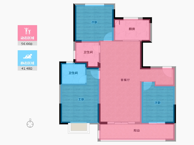 江苏省-无锡市-彰泰融创春岸雅筑-87.18-户型库-动静分区