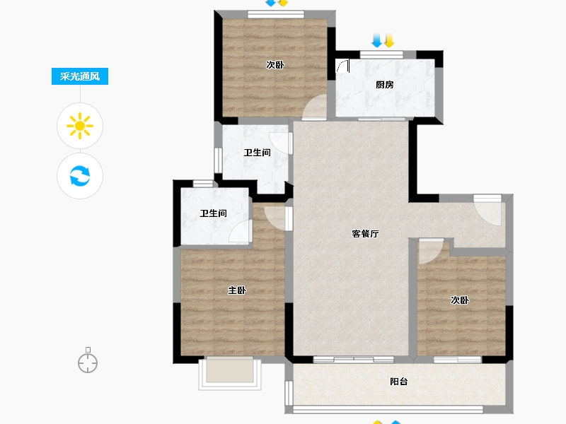 江苏省-无锡市-彰泰融创春岸雅筑-87.18-户型库-采光通风