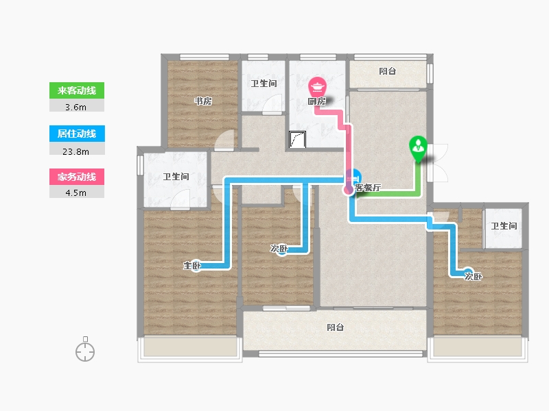 浙江省-绍兴市-宝业大坂绿园-133.36-户型库-动静线