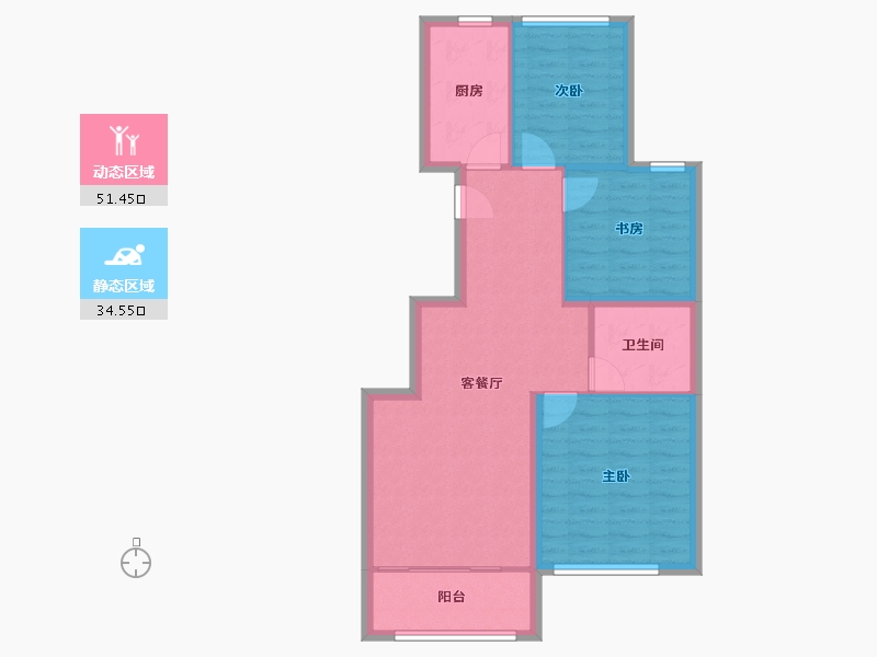 山东省-青岛市-鲁商泰晤士小镇-77.60-户型库-动静分区