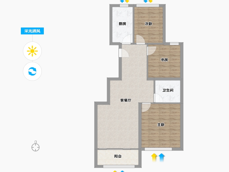 山东省-青岛市-鲁商泰晤士小镇-77.60-户型库-采光通风