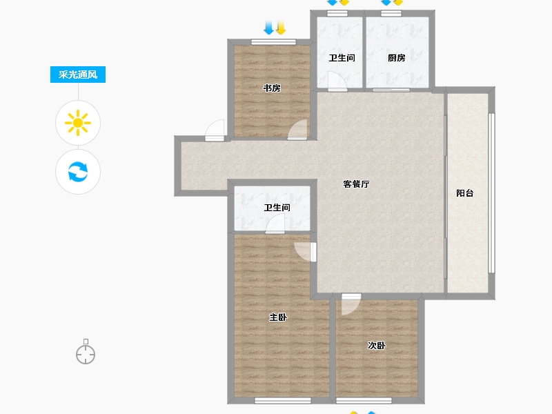 山东省-青岛市-融创维多利亚湾-132.05-户型库-采光通风