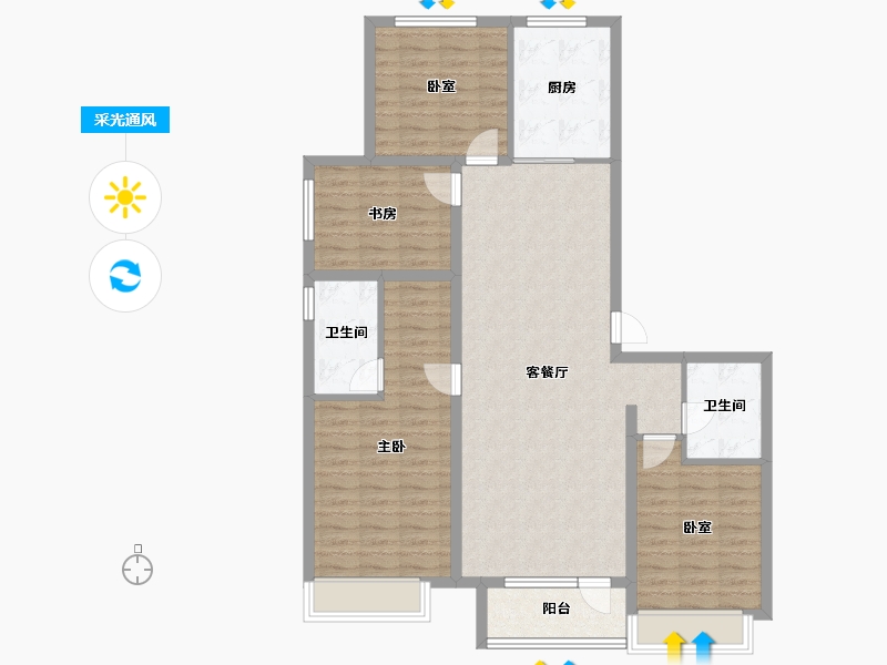 山东省-青岛市-融创维多利亚湾-113.40-户型库-采光通风