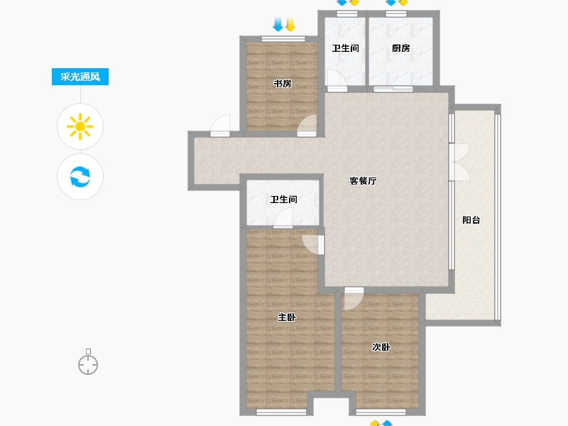 山东省-青岛市-融创维多利亚湾-125.42-户型库-采光通风