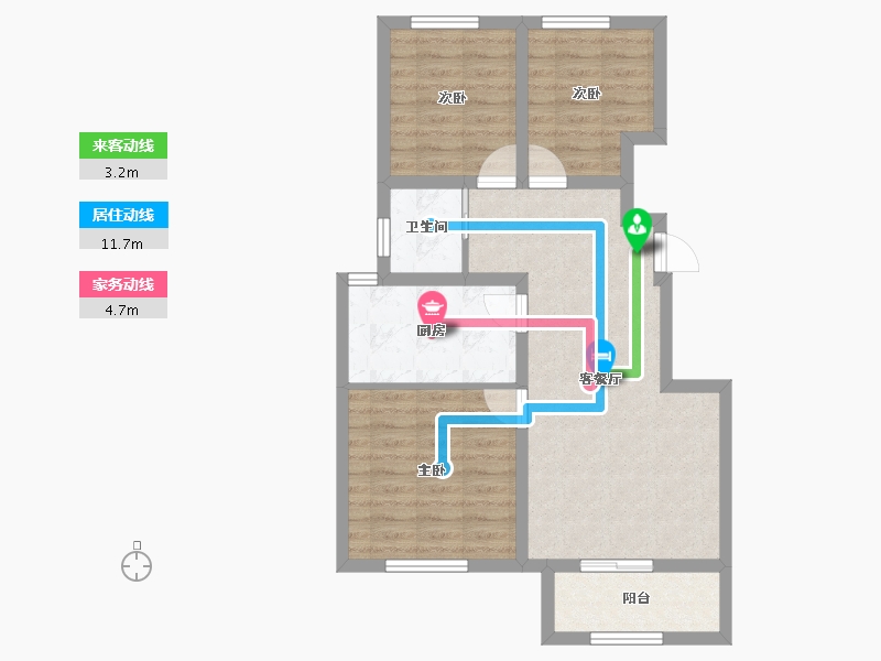 河北省-石家庄市-天润福庭-69.50-户型库-动静线