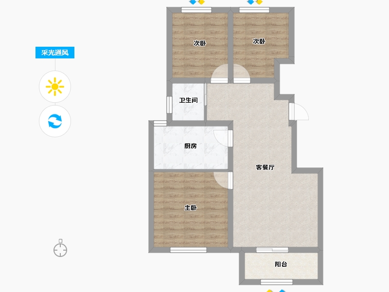 河北省-石家庄市-天润福庭-69.50-户型库-采光通风