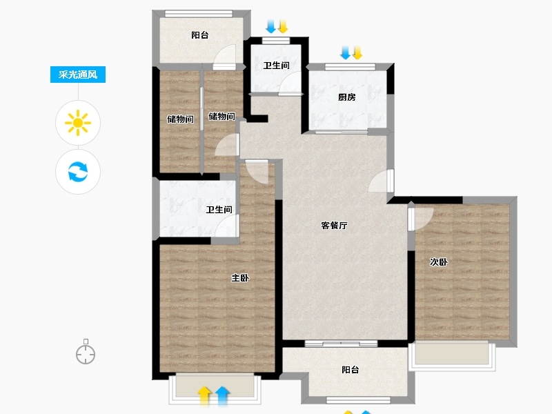 江苏省-无锡市-梁溪本源-105.14-户型库-采光通风