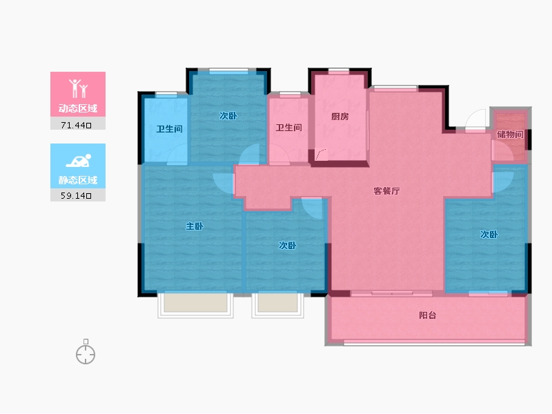 浙江省-宁波市-建发·春江悦-118.40-户型库-动静分区