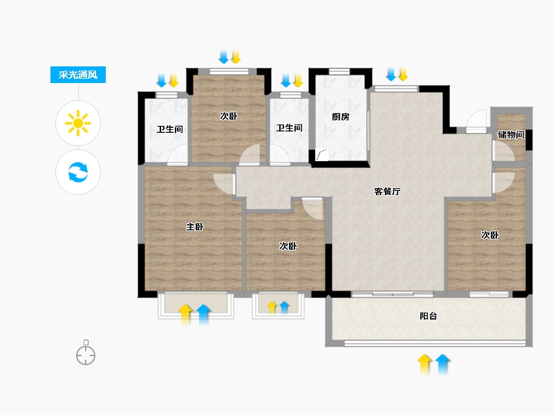 浙江省-宁波市-建发·春江悦-118.40-户型库-采光通风