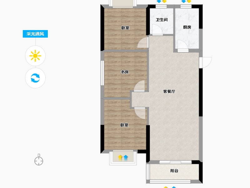 湖北省-武汉市-天纵御景湾-73.00-户型库-采光通风