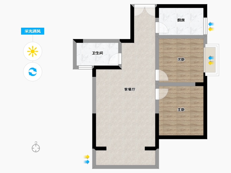 陕西省-西安市-华庭锦上苑-70.49-户型库-采光通风