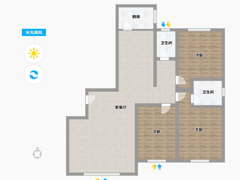 新疆维吾尔自治区-巴音郭楞蒙古自治州-锦官家园-125.52-户型库-采光通风