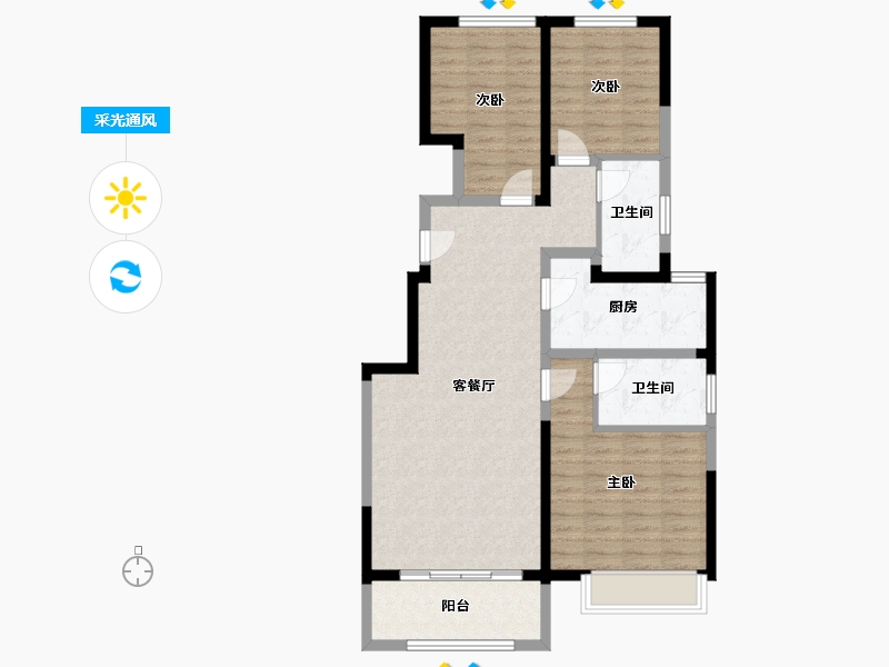 河北省-石家庄市-保利城-93.60-户型库-采光通风