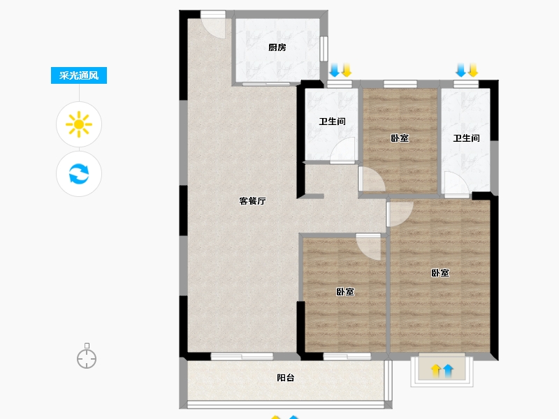 湖北省-武汉市-天纵御景湾-94.00-户型库-采光通风