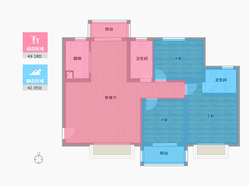 陕西省-西安市-隆源国际城·悦启-80.57-户型库-动静分区