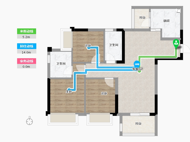 重庆-重庆市-龙兴国际生态新城-77.49-户型库-动静线