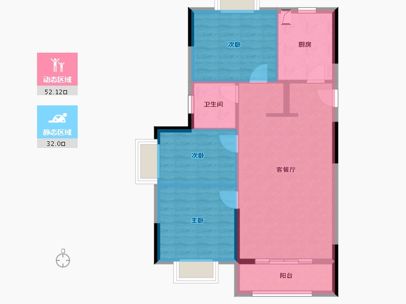 湖北省-武汉市-天纵御景湾-76.00-户型库-动静分区