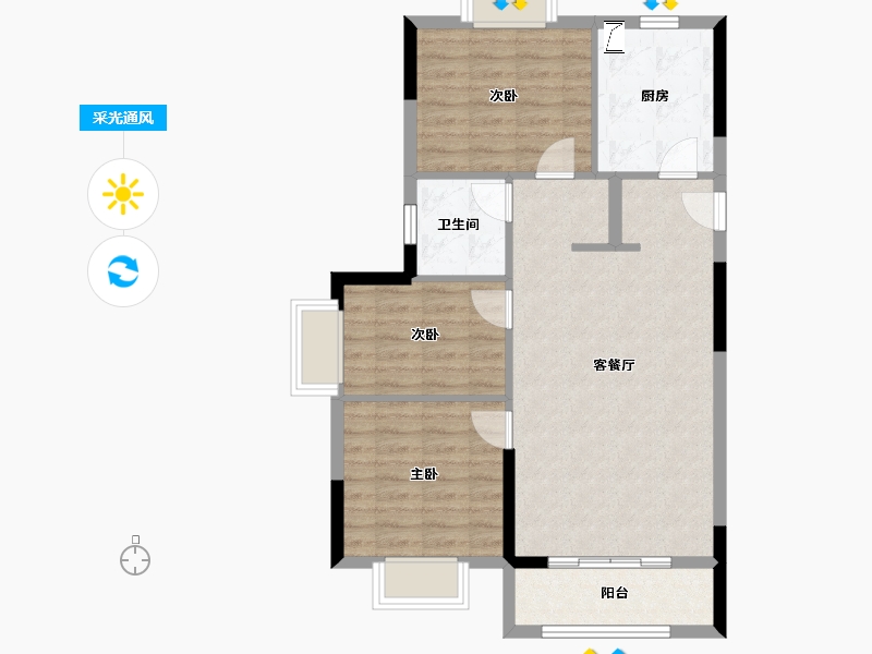 湖北省-武汉市-天纵御景湾-76.00-户型库-采光通风