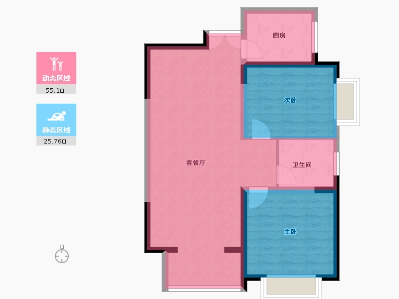 陕西省-西安市-华庭锦上苑-72.81-户型库-动静分区