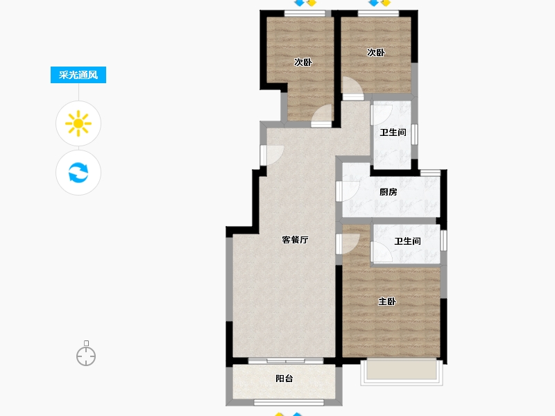 河北省-石家庄市-保利城-86.67-户型库-采光通风